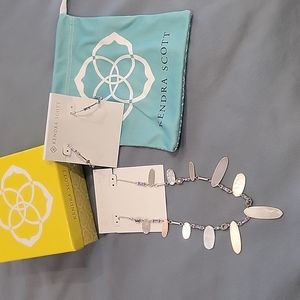 Kendra Scott Airella Silver Choker Necklace and Hoop Earrings in Lilac Mix